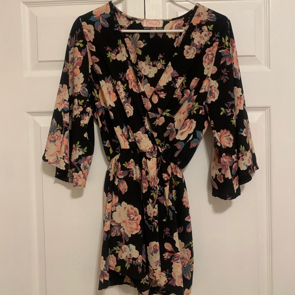 Women’s black and floral romper